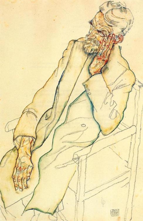 artist-schiele: Portrait of Johann Harms via Egon SchieleMedium: watercolor on paper