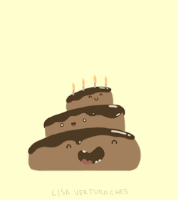 lisavertudaches:  Today is my birthday, so I animated myself the jolliest, squishiest, shiniest cake you ever saw :)