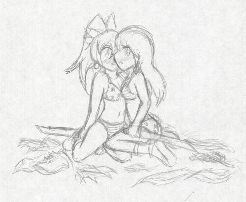 xero-j:  Bonus sketch involving my and nana-kyoto’s ninja girl OCs that I came up with after o