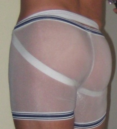 thedirtyjockstrap:  That’s fucking hot. Showing off his jockstrap under some sheer boxer briefs. 