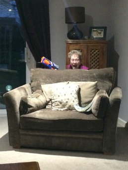 calsgang:  IM LAUGHING SO MUCHI just got back from shopping and I saw the nerf gun lying behind the sofaand I was so confused, but then I heard someone laughing and it was my nan, she’s 80 for christ sakejust look at the concentration on her faceand