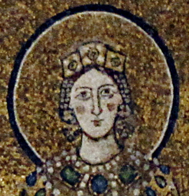 Saint Agnes mosaic in the apse of basilica Sant'Agnese fuori le mura in Rome,  built by Pope Honoriu