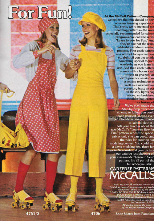 justseventeen:September 1975. ‘At the McCall Pattern Company, we believe fun should be part of