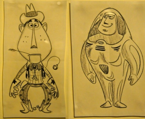 talesfromweirdland:First sketches of the Teenage Mutant Ninja Turtles, Woody and Buzz Lightyear (Pix