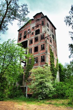 abandonedography:    A strange building reportedly used to make cement remains abandoned in the woods   