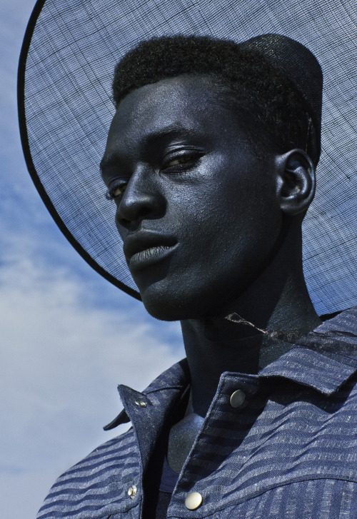 gabriellekannemeyer:  Lukhanyo Mdingi SS16 <3  Shot by Travys Owen Art direction, casting and styling by Gabrielle Kannemeyer (me!)  Paint / grooming by Amori Birch Models - Toyin at Ice model management ans Ghandi at Wicket talent On Fucking Young!