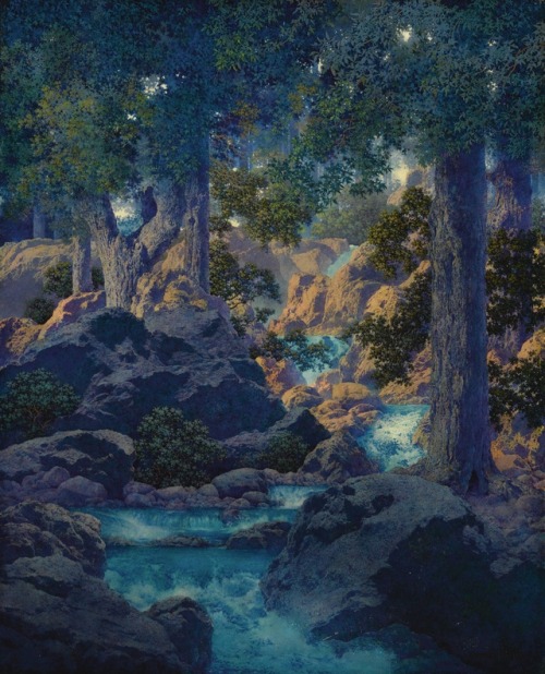 thunderstruck9:Maxfield Parrish (American, 1870-1966), Good Fishing, 1945. Oil on masonite, 58.4 x 4