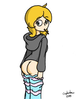 Coloured the booty. That’s Pocky she’s