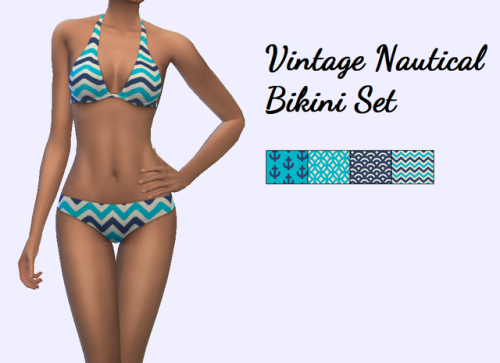 Vintage Nautical Bikini SetOne packageBase GameEA recolorEnabled for randomFour Vintage Nautical pat