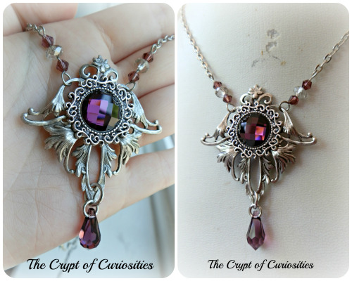 thecryptofcuriosities:  I have been trying to get these back in stock for months and now they are finally here! ^.^ ‘Alena’ - Elven inspired Swarovski crystal necklace.These backings are sterling silver plated and have a glass crystal cameo