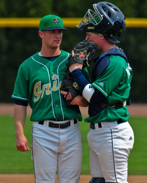 randyjockster: Catcher Cameron McConnell visits pitcher Steven Mazur on the mound Some pairs are jus