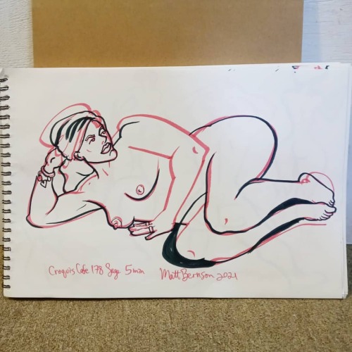 Figure drawing!  From Croquis Cafe 178, Sage  Markers on paper 12"x18" . . . . . . . . #artistsofmassachusetts #paintersofig #paintersofinstagram #markers #lifedrawing #figuredrawing #croquiscafe #portraitpainter #figurativeart #figurativeartist