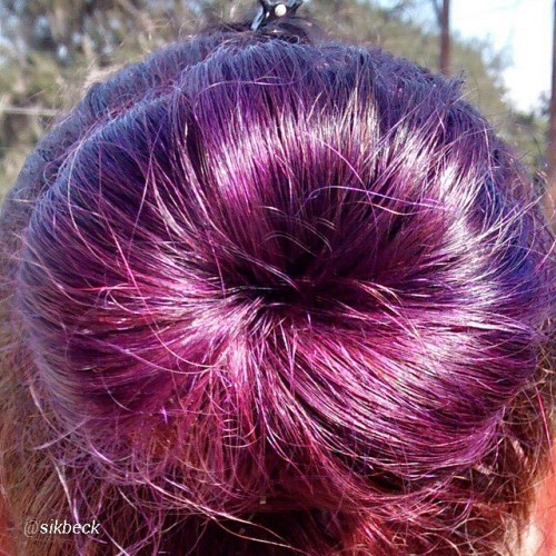 Love @sikbeck’s #purple & #pink #mermaid #bun!! #haircolor #hairstyles #mermaidhair