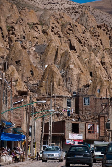 Kandovan, IranKandovan is a tourist village in the province of East Azarbaijan, Iran.