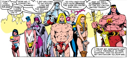 gaknar:Hey Kazar shows up in this issue, along with his wife Shanna, Colossus’s former lover Nereel,