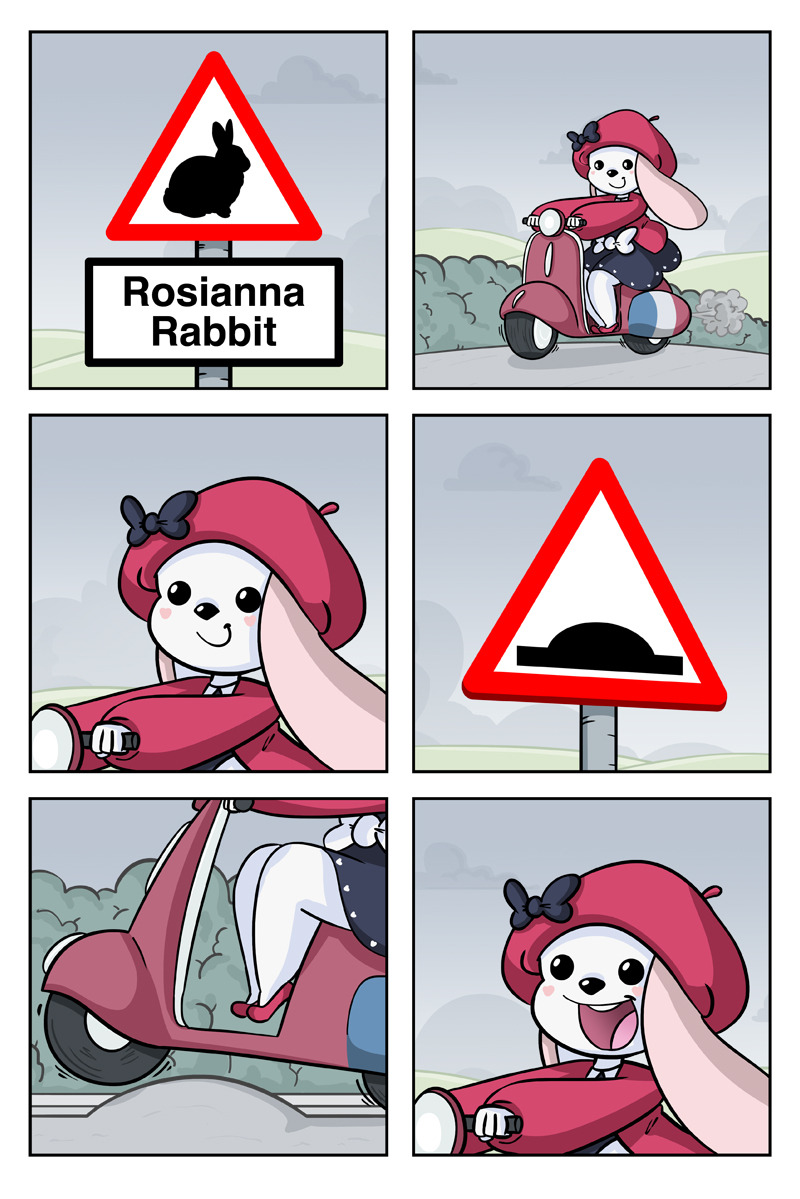rosiannarabbit: Rosianna Rabbit | 077 Rosianna reads some road signs (of intelligent
