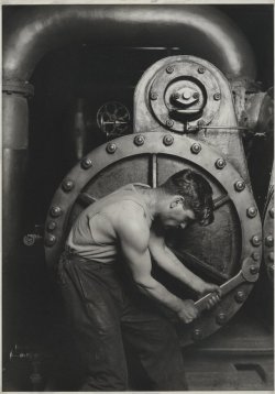 brooklynmuseum:  Happy Labor Day! Today we celebrate the dignity of labor with a collection work by American photographer Lewis Hine who took over 700 photographs of men and women in their workplaces, from farms and mines to factories. The clean musculari