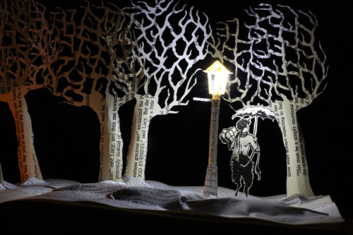 Meeting Mr Tumnus book sculpture. Based on The Lion, the Witch and the Wardrobe by C.S.Lewis www.day