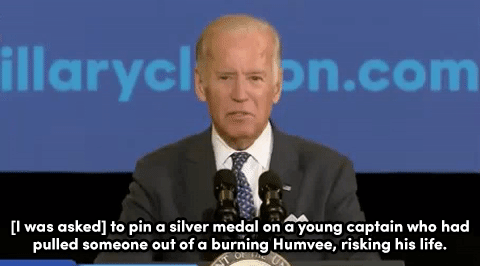 thresholdofzero:  sarahtheterror:  micdotcom:  Watch: Biden continues, “We only have one sacred obligation.”   Damn, Biden where’d you come from???  My dude. 