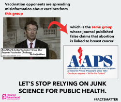 unbossed:ppaction:Facts matter. When it comes to public health, let’s rely on them — not on junk science.  The same group also claims that shaken baby syndrome isn’t caused by abuse but by vaccines. They’ve also sued to overturn the FDA’s approval