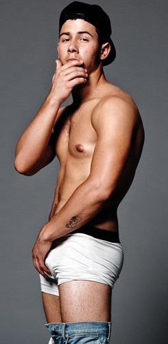 ultrawhimsy:  famousmeat:  Nick Jonas grabs his underwear bulge for Flaunt Magazine  its very mark whalberg 