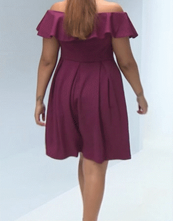 plussizeebony:  ASOS CURVE Textured Ruffle Bardot Dress In Longer Length 