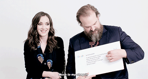 katherinewaterstcn: Winona Ryder &amp; David Harbour Answer the Web’s Most Searched Questi