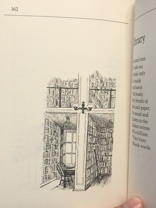 “library” by Valerie Worth, from all the small poemsillustrated by Natalie Babbitt