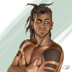 minstrelofmyths:  brixtul:  Human Brix’tulYes. Thanks to myrrdesketchbook and wethatkindoforc, It’s happened… And I have to say I’m SUPER stoked with how he turned out. I figured a human version of him might skip the face tattoos, but keep the