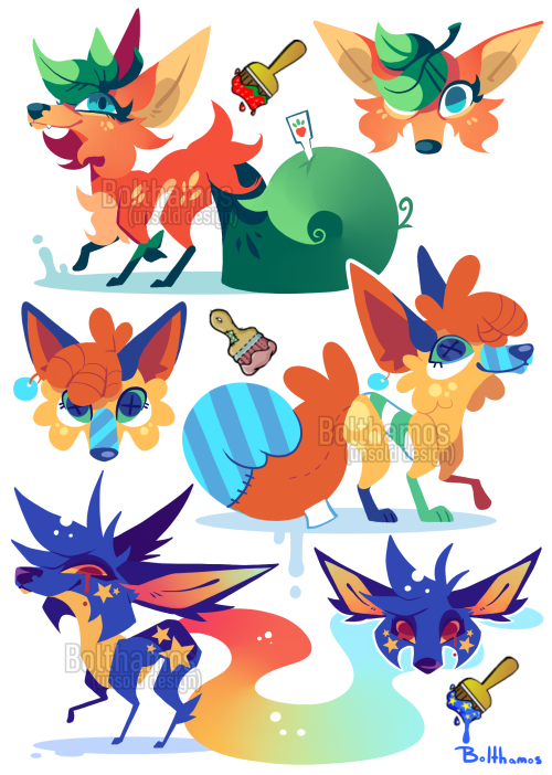 This month’s adopts are inspired by Neopet Paintbrushes!! We got Strawberry fox, Plushie fox, 