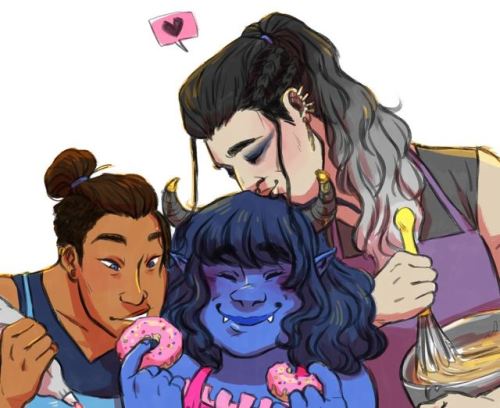 dndbutch:mono-blogs:For day 6 of @critrolefemslash we have “Baking” + “Polyamorous