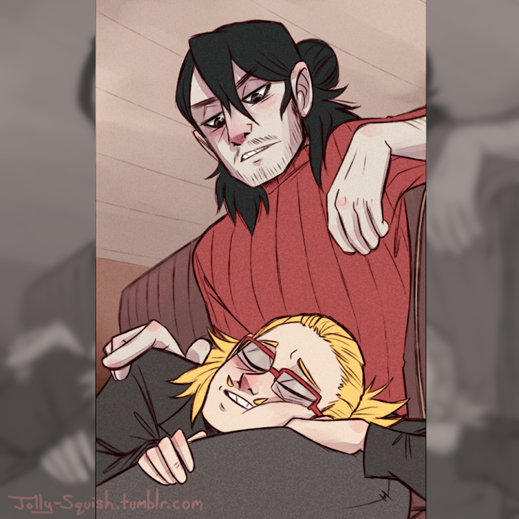 jolly-squish:This is based on the bnha drama cd 5 where Mic and Eraser celebrate