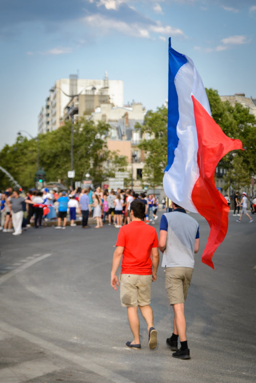 Le drapeau tricolore lors de la victoire en coupe du monde