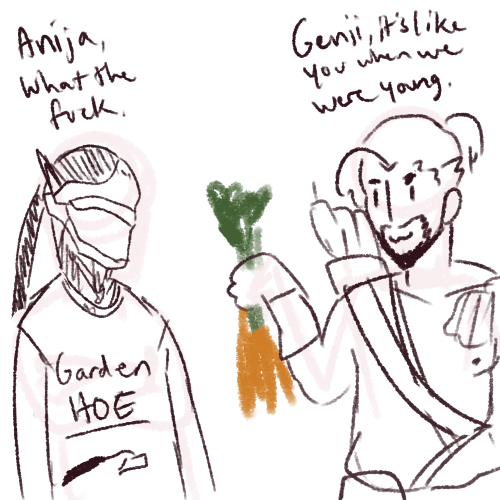 au i doodled where they have a community garden in gibraltar!!lucio, dva, and bastion have a li