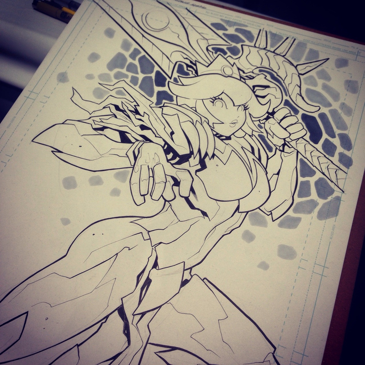 edwinhuang:  princess peach dressed in a gore magala armor. commission done at pax