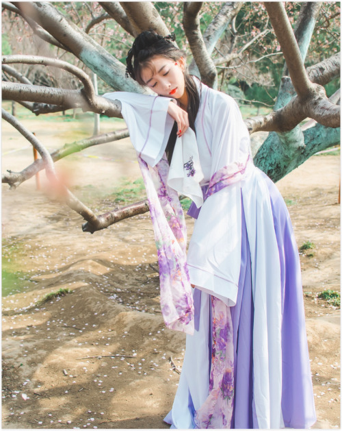 Traditional Chinese clothes, hanfu. Type: ruqun襦裙. Inspired by the heroine Lin Daiyu林黛玉 in Dream of 