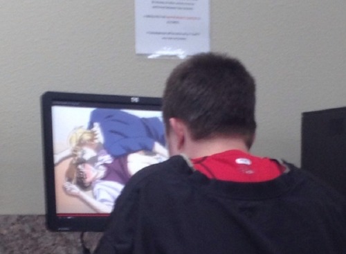 rasec-wizzlbang: ccranky: some kid watching yaoi at the ymca  YOUNG MANTHERE’S NO NEED TO FEEL DOW