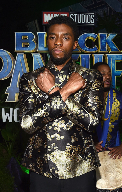 celebsofcolor: Chadwick Boseman attends the premiere Of Disney and Marvel’s ‘Black Panth