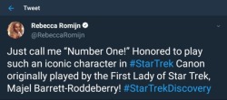 trekcore:  Rebecca Romijn (Mystique from the first 3 X-Men films) cast as Number One in DISCOVERY.