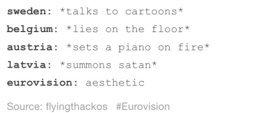 katbelleinthedark: dracosss: serbias: just a few tumblr highlights from Eurovision 2015 @damnpoe