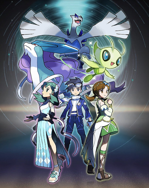 no-encores:New Pokémon Masters EX promotional artwork featuring Sygna Suit Ethan, Lyra and Kr