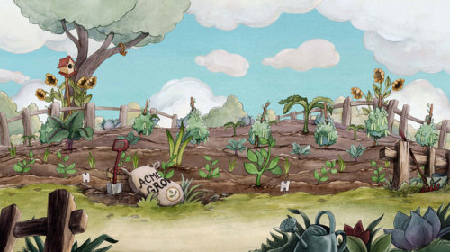 Watercolor background art by Caitlin Russell for Cuphead (2017). (source)
