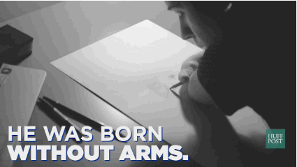 huffingtonpost:  Artist Born Without Hands Draws Beautiful, Hyper-Realistic Portraits