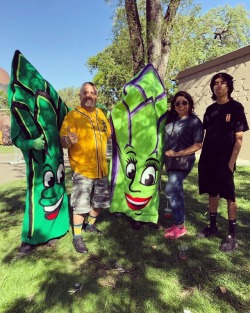 Asparagus Festival mascots. Mr Asparagus was getting “frisky” lol.  (at San Joaquin Asparagus Festival)