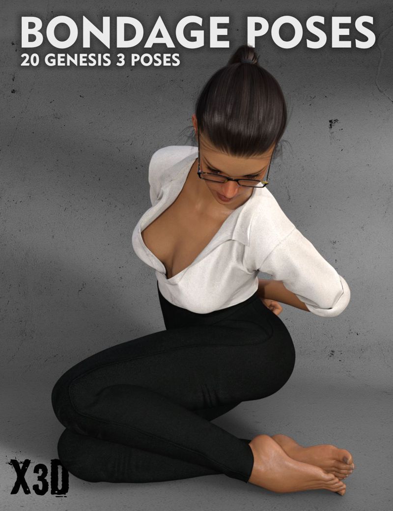 x3d is here with their debut pose set! This pose set contains 20 realistic bondage