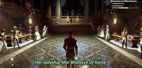 yggatv:Discovering Dragon Age 3, Inquisition. Sera’s presentation at the Court./// My balls it