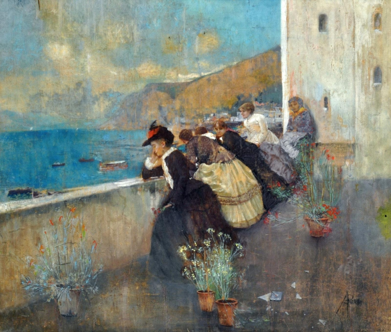 catmota:  Donne in Terrazza Attilio Pratella  (1856 - 1949) prints by this artist