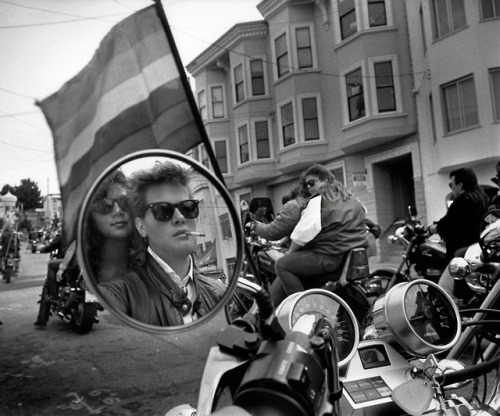 lesbianherstorian:dykes on bikes at the san francisco gay and lesbian freedom day parade, photograph