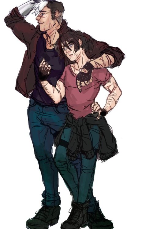 sheithsexual:Rough WIP of my omegaverse / zombie apocalypse AU Shiro is 6'4 and Keith is 5'4 I love 