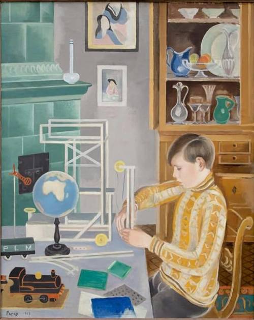 Paul with the Meccano    -   Arthur Percy , 1923.Swedish, 1886-1976Oil on canvas,90 x 74cm